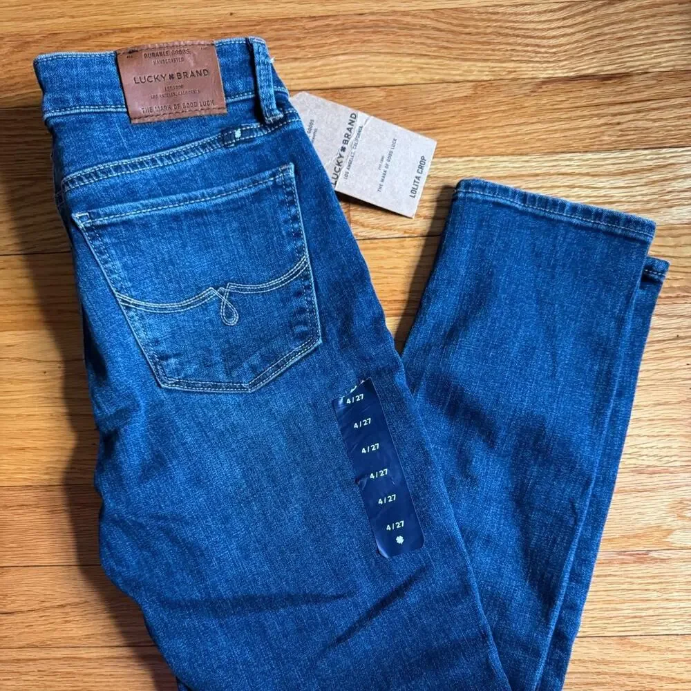 New with tags Lucky Brand blue denim Lolita crop jeans size 4 / 27 - Picture 1 of 5